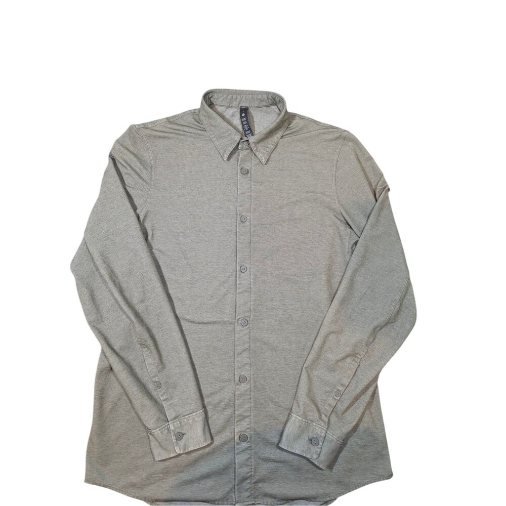 Lululemon Commission Shirt Mens Small Long Sleeve Button Down Gray Wash LM3DJOS
